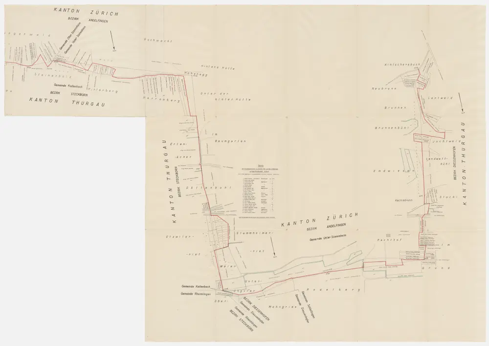 Grenze zwischen den Kantonen Zürich und Thurgau bei Unterstammheim; Grundriss (Nr. 124-132)