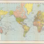 Large print map of the world on Mercator's projection