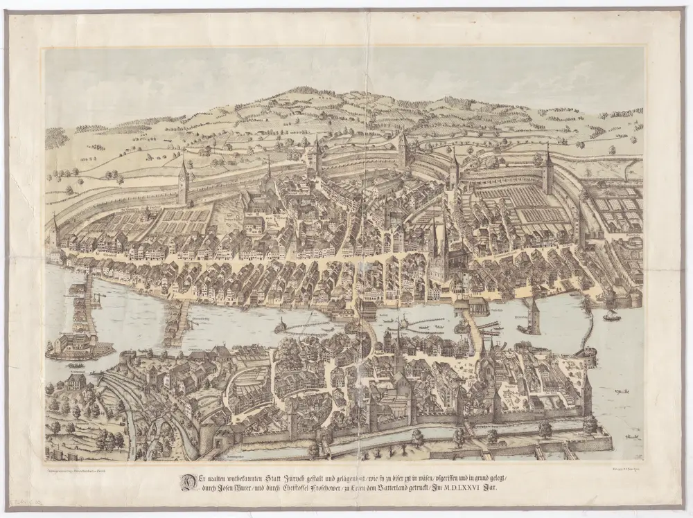 Holzschnitt-Planvedute (Ansichtsplan) der Stadt Zürich (Murer-Plan) von 1576