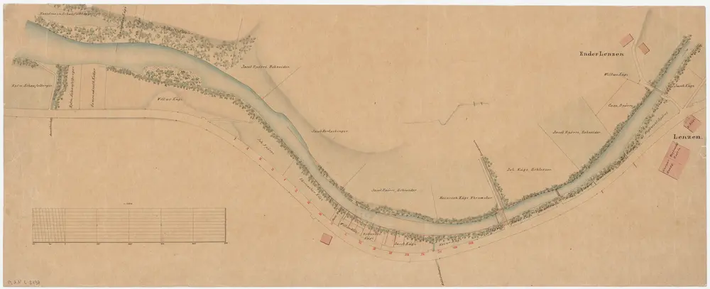 Fischenthal: Töss oberhalb Lenzen, Uferanbruch; Situationsplan (Töss-Gebiet Nr. 31)