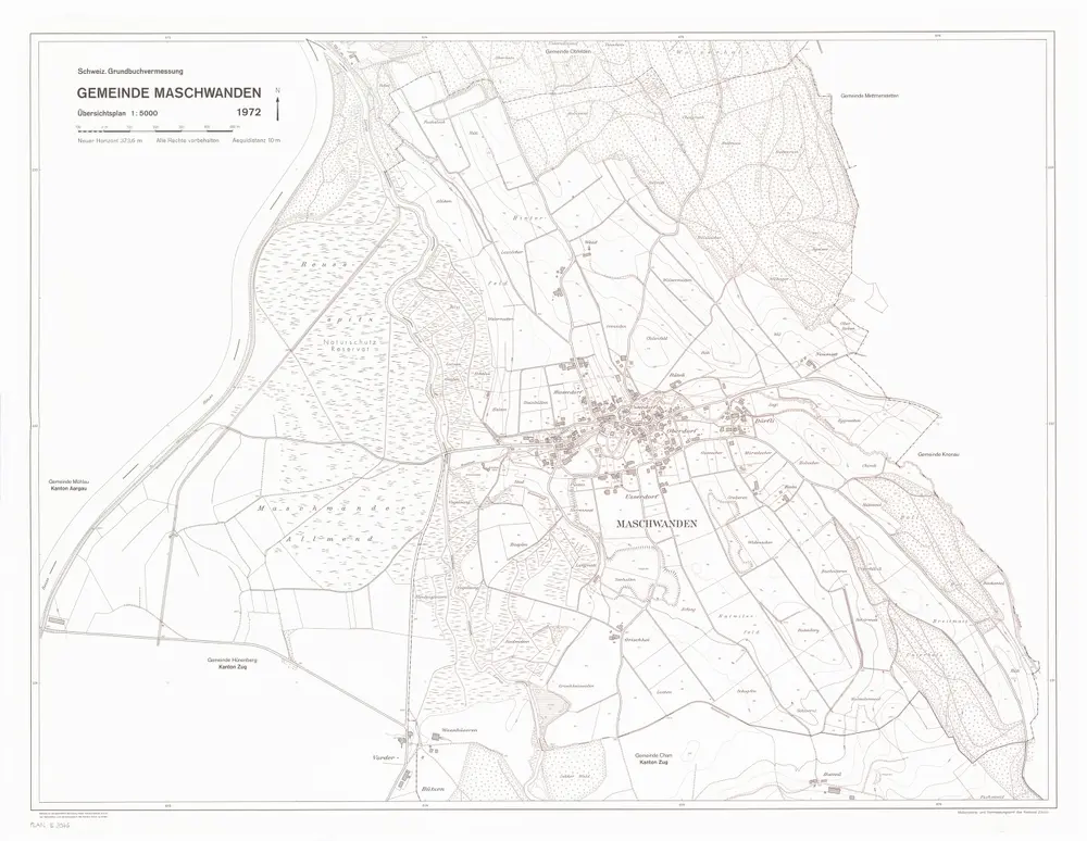 Maschwanden: Gemeinde; Übersichtsplan (Schweizerische Grundbuchvermessung)