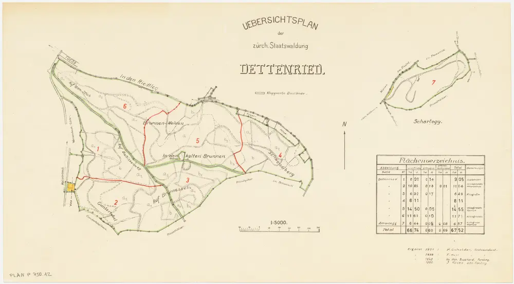 Weisslingen, Winterthur: Staatswaldungen Dettenried und Schartegg: Weisslingen, Winterthur: Dettenried und Schartegg; Übersichtsplan