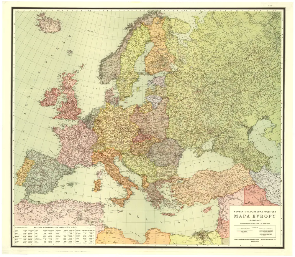 Neubertova podrobná politická mapa Evropy