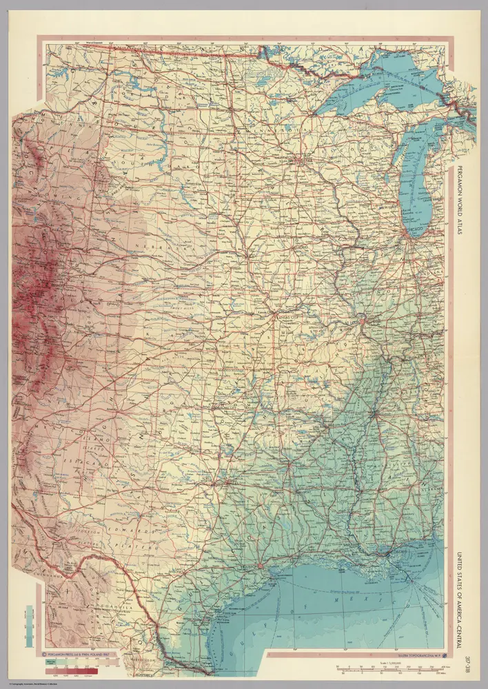 United States of America - Central.  Pergamon World Atlas.