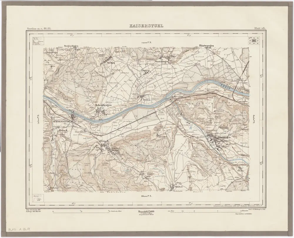 Topographischer Atlas der Schweiz (Siegfried-Karte): Den Kanton Zürich betreffende Blätter: Blatt 26: Kaiserstuhl