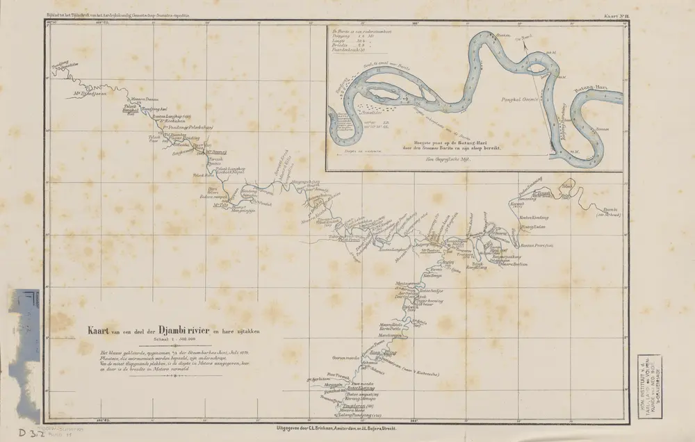 Kaart van een deel der Djambi Rivier en hare zijtakken