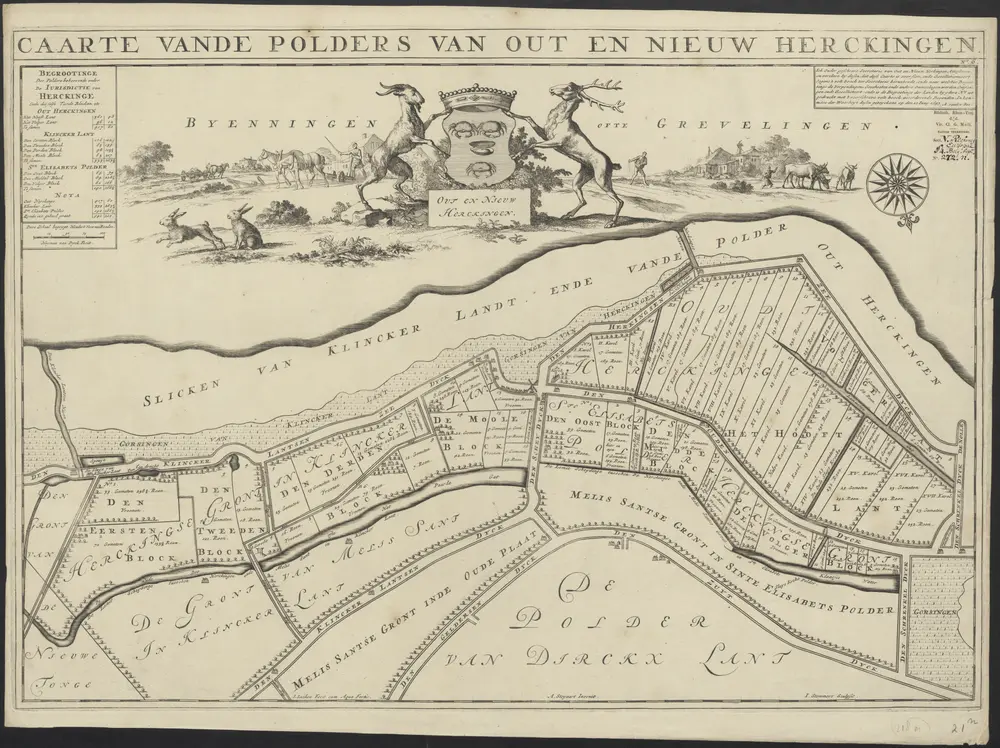 Caarte vande polders van Out en Nieuw Herckingen