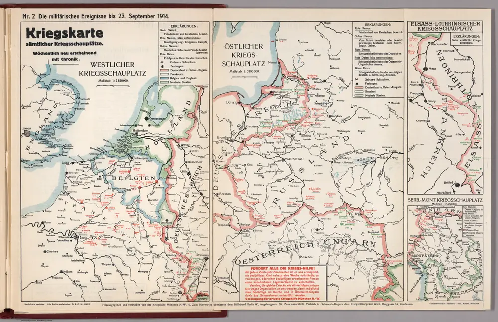 World War I Map (German), Nr. 2. Military Events ... to September 23, 1914.