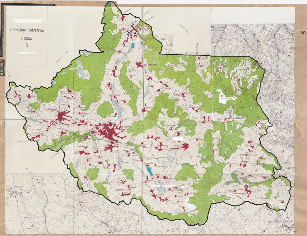 Bäretswil: Definition der Siedlungen für die eidgenössische Volkszählung am 01.12.1960; Siedlungskarte Nr. 50