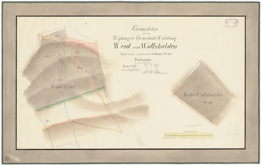 Wipkingen: Gemeinde- und Genossenschaftswaldungen: Gemeindewaldungen In der Weid und Wolfshalden; Grundrisse