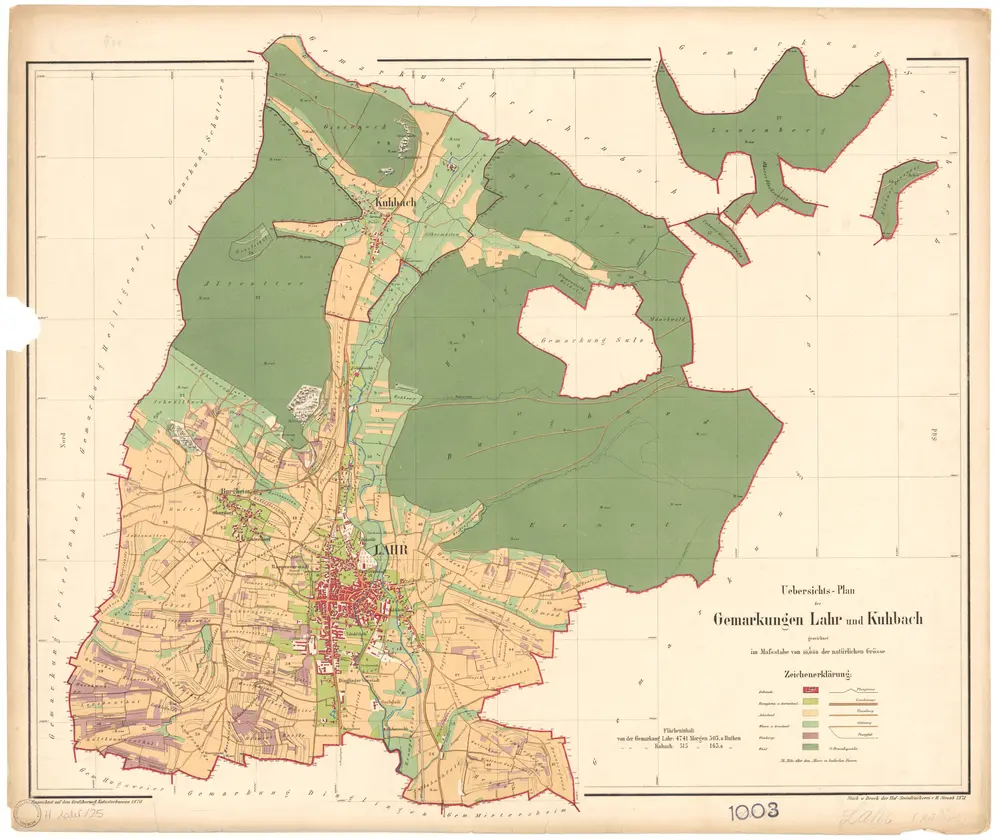 Lahr, Stadt, OG mit Kuhbach. GLAK H-1 Gemarkungspläne