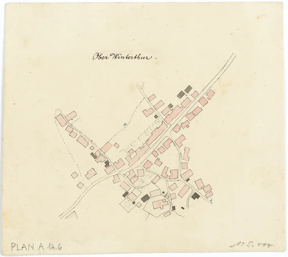 Vorlagen für die Topographische Karte des Kantons Zürich (Wild-Karte): Bezirk Winterthur: Ortsplan: Ober-Winterthur