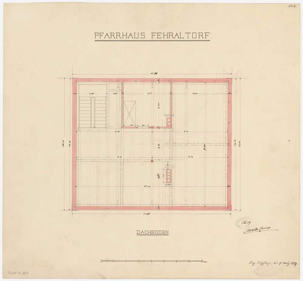 Fehraltorf: Neues Pfarrhaus, Dachgeschoss; Grundriss (Nr. 14)