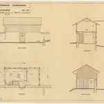 Schönenberg: Pfarrhaus und Nebengebäude: Nebengebäude; Grundriss, Querschnitt, Nord- und Westansichten