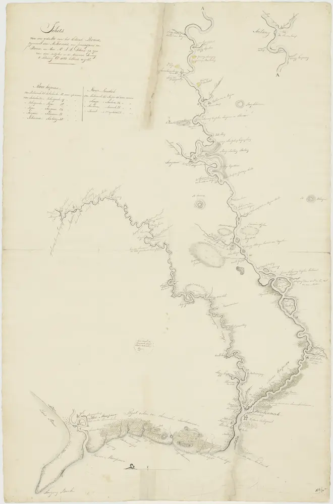 "Schets van een gedeelte van het eiland Borneo", voorstellende de Kapoeas en Landak rivieren in de Westerafdeeling.