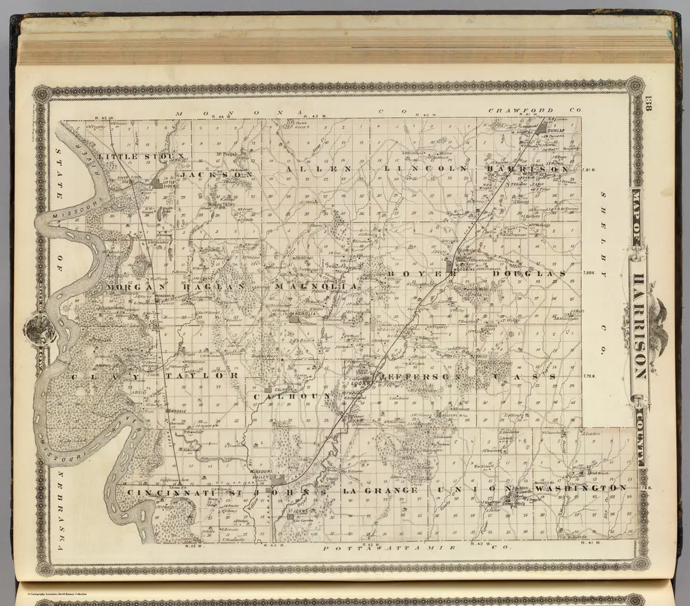 Map of Harrison County, State of Iowa.