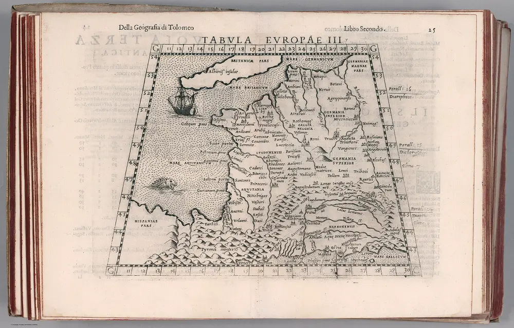 Tabula Europae III. Della Geografia di Tolomeo. Libro secondo