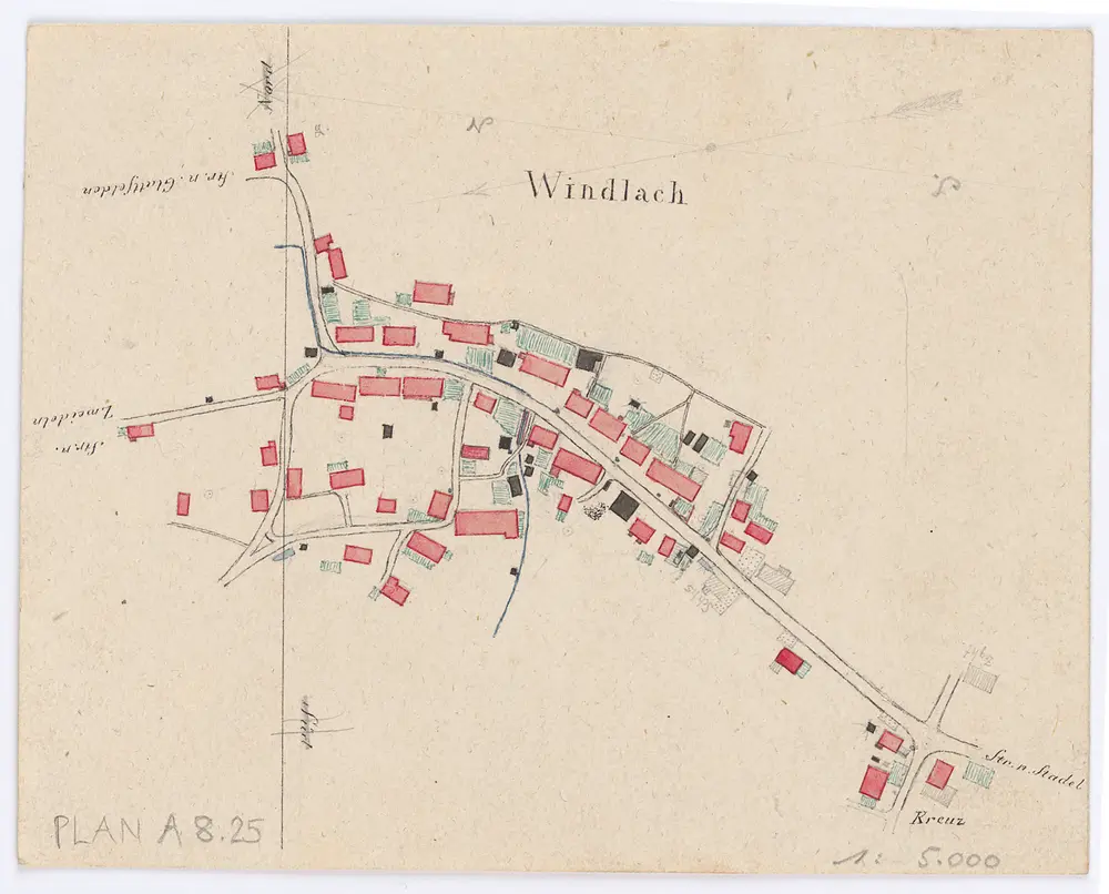 Vorlagen für die Topographische Karte des Kantons Zürich (Wild-Karte): Bezirk Dielsdorf: Ortsplan: Windlach