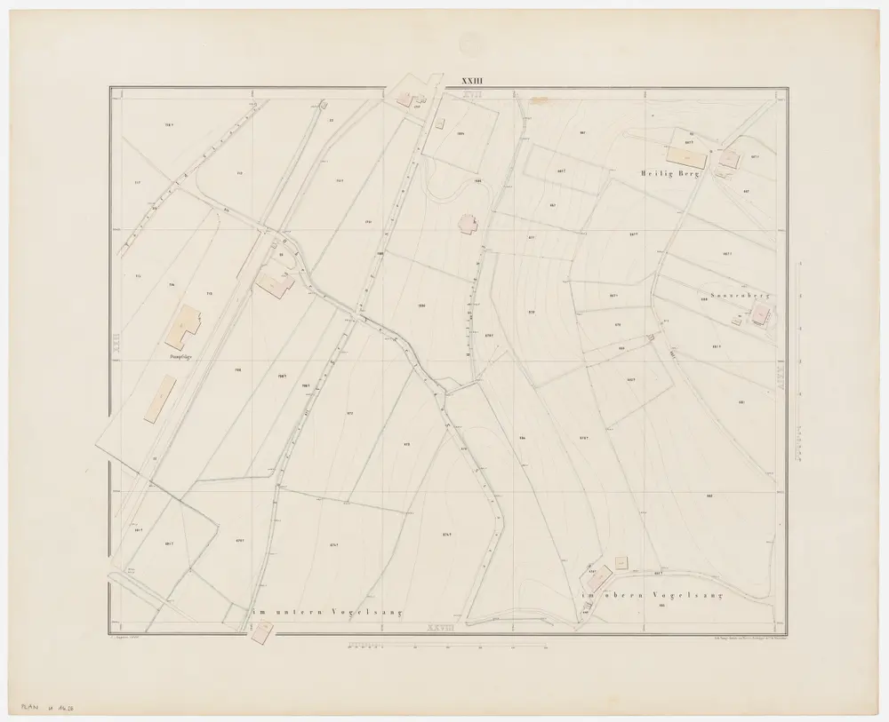 Winterthur: Gemeinde; Grundpläne: Blatt XXIII: Gegend bei Tössfeldstrasse, Heiligberg, Sonnenberg, Im oberen Vogelsang und Im unteren Vogelsang; Situationsplan