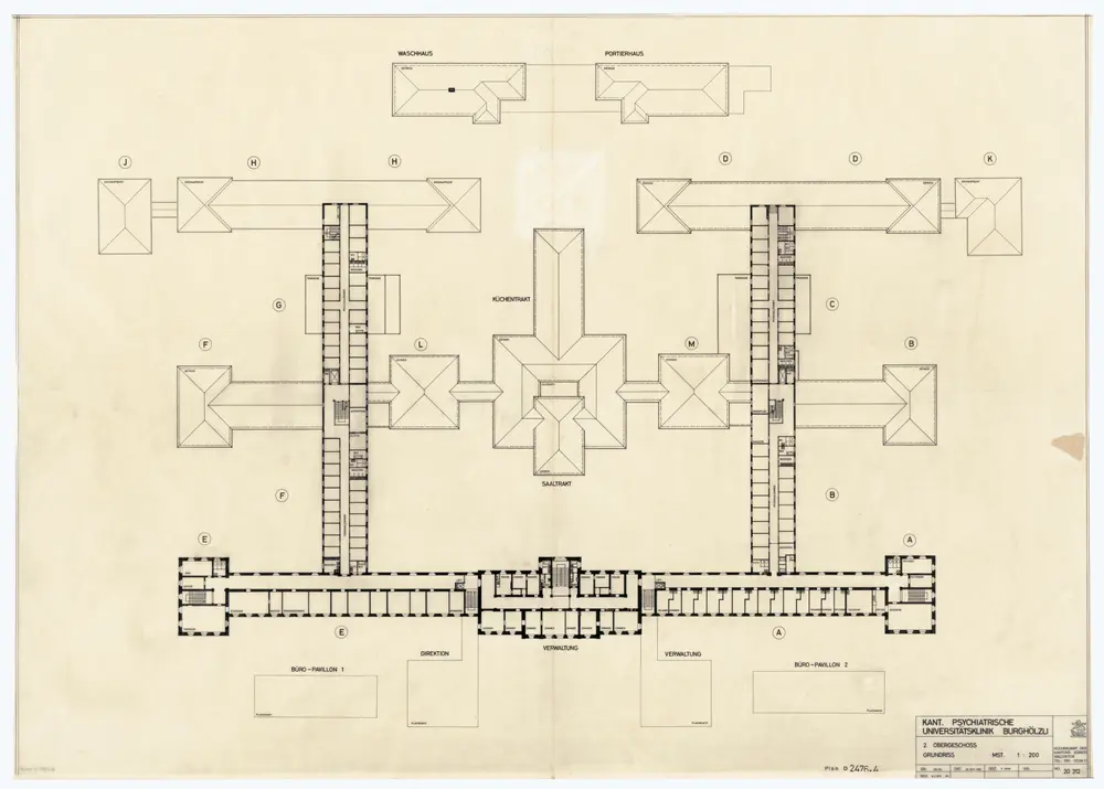 Psychiatrische Universitätsklinik Burghölzli: Grundrisse: 2. Stock; Grundriss