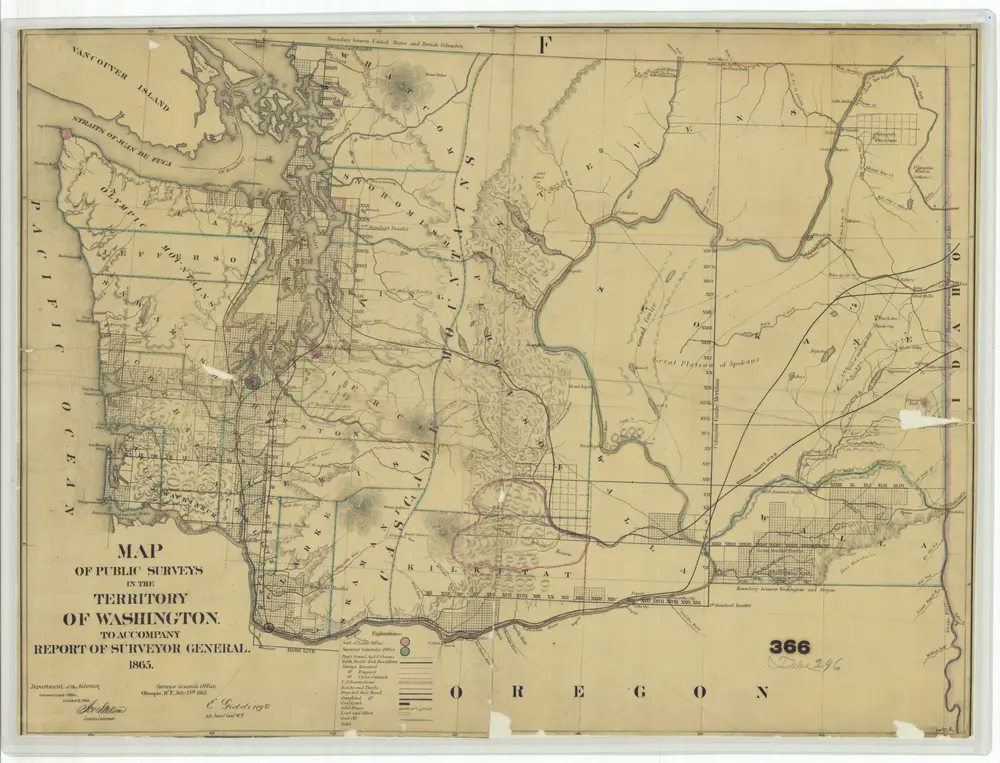 Map of Public Surveys in the Territory of Washington For the Report of Surv. Genl. 1865