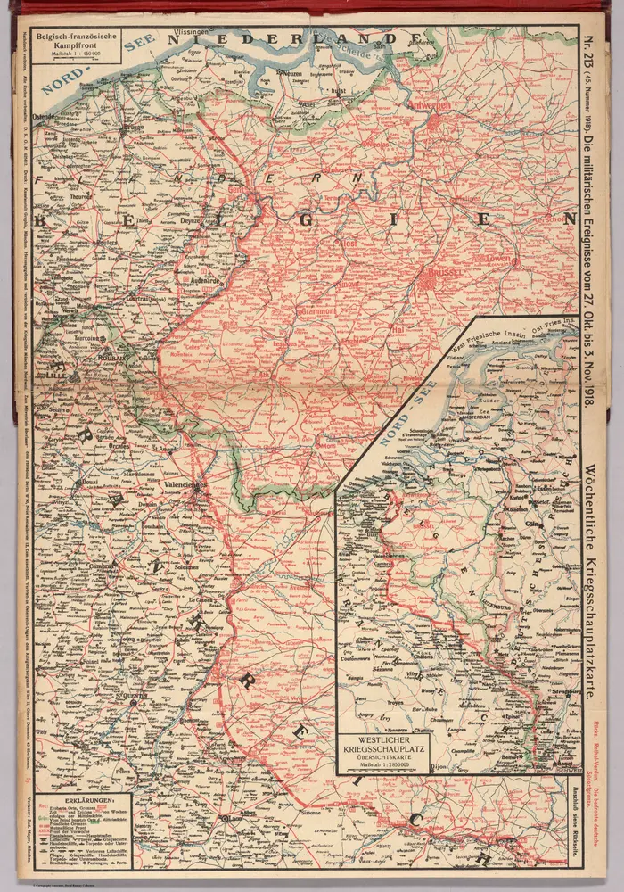 World War I Map (German), Nr. 213. Military Events ... to November 3, 1918.