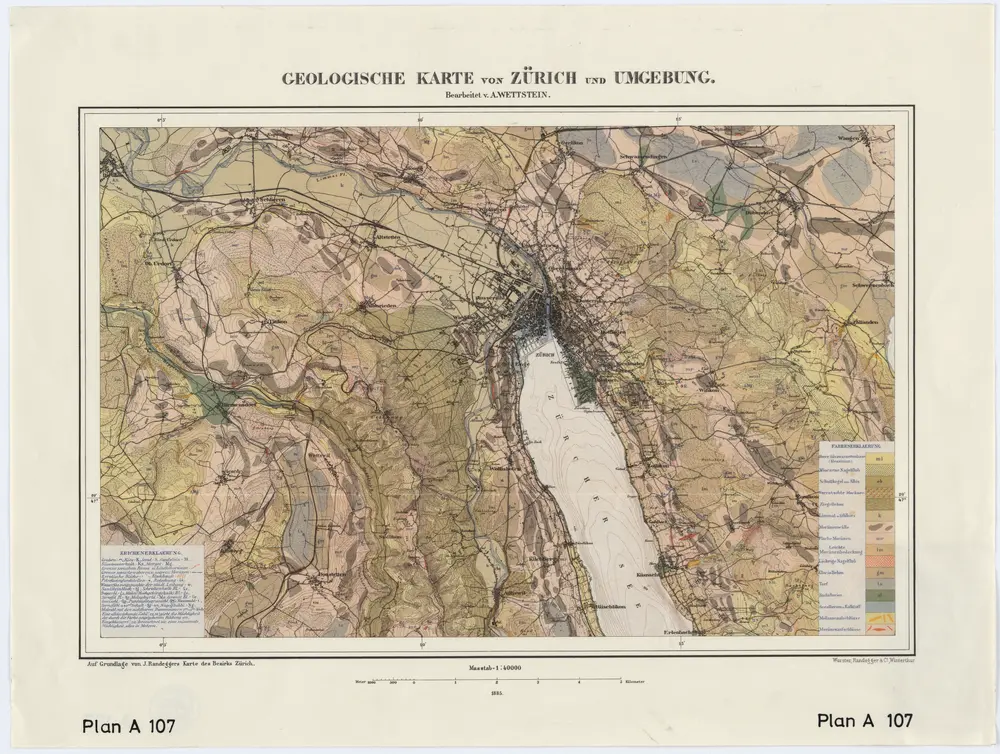 Geologische Karte von Zürich und Umgebung