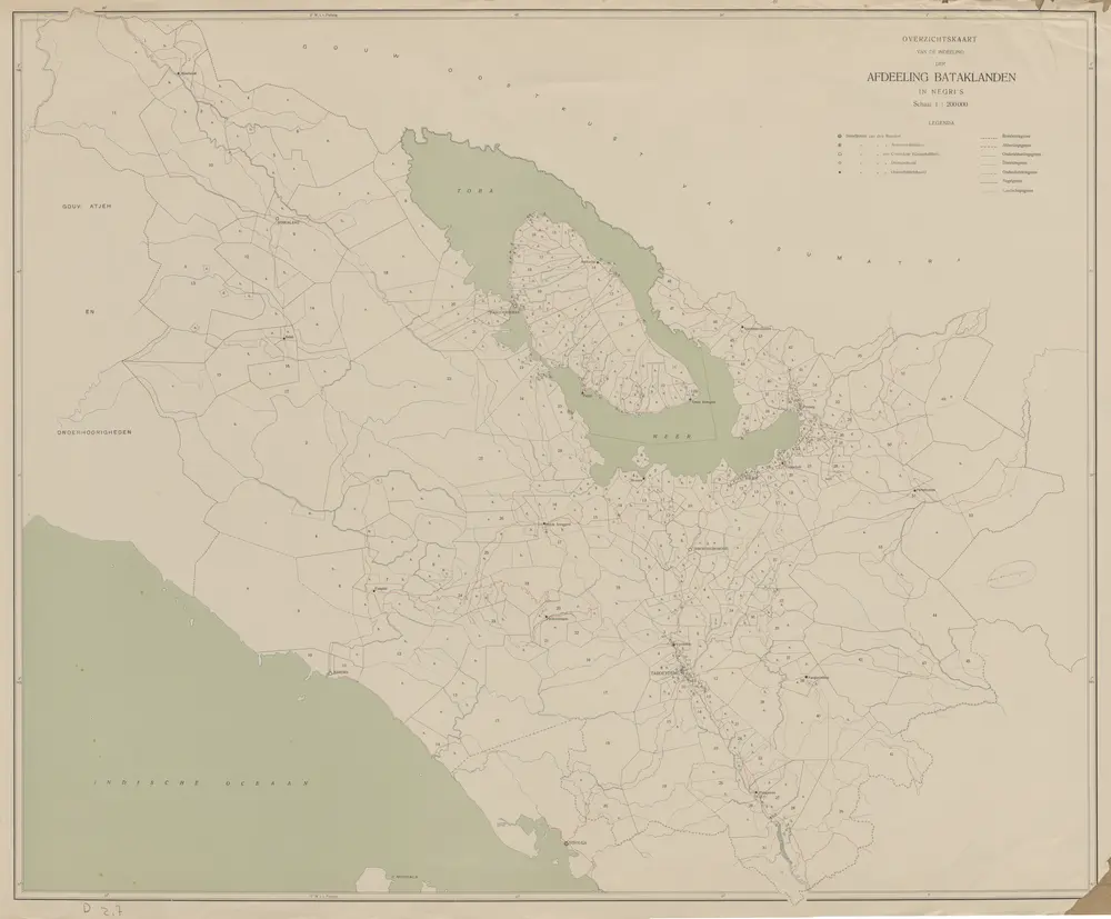 Overzichtskaart van de indeeling der Afdeeling Bataklanden in negri's