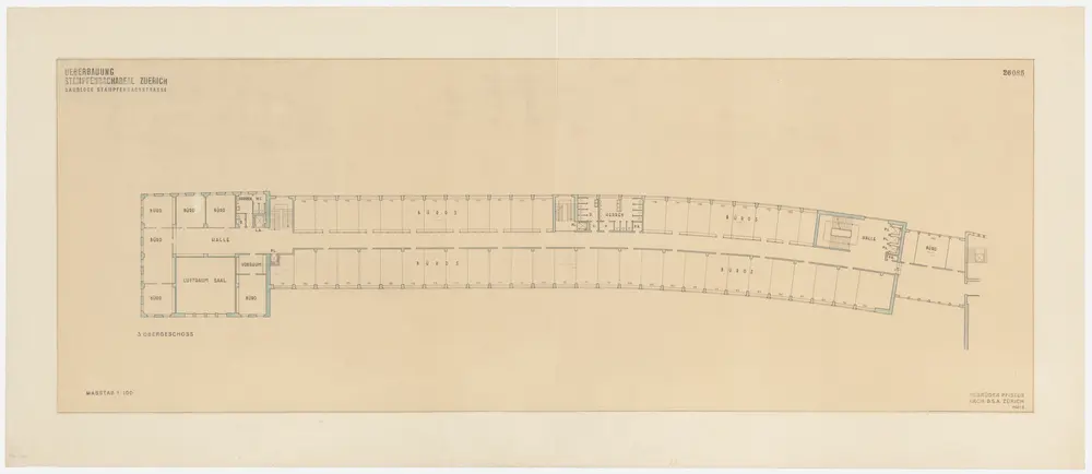 Zürich: Verwaltungsgebäude auf dem Stampfenbachareal; Projektausführung; Walche-Gebäude, 3. Obergeschoss; Grundriss