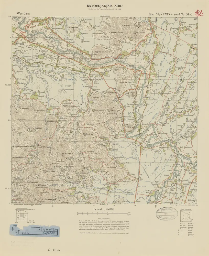 Batoedjadjar-Zuid : herzien door den Topografischen Dienst in 1931-1932 / Topografische Dienst