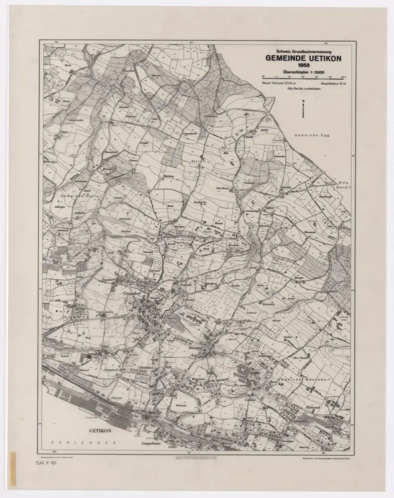 Uetikon am See: Gemeinde; Übersichtsplan (Schweizerische Grundbuchvermessung)