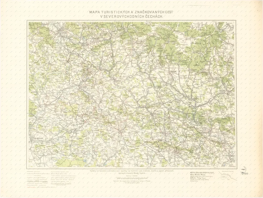 Mapa turistických a značkovaných cest v severovýchodních Čechách