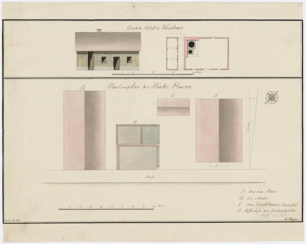 Wollishofen: Höckler-Hof, diverse Gebäude; Ansichten und Grundriss