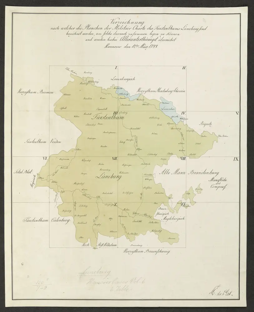 MILITAIR CARTE des FÜRSTENTHUMS LÜNEBURG belegen der Elbe und Aller