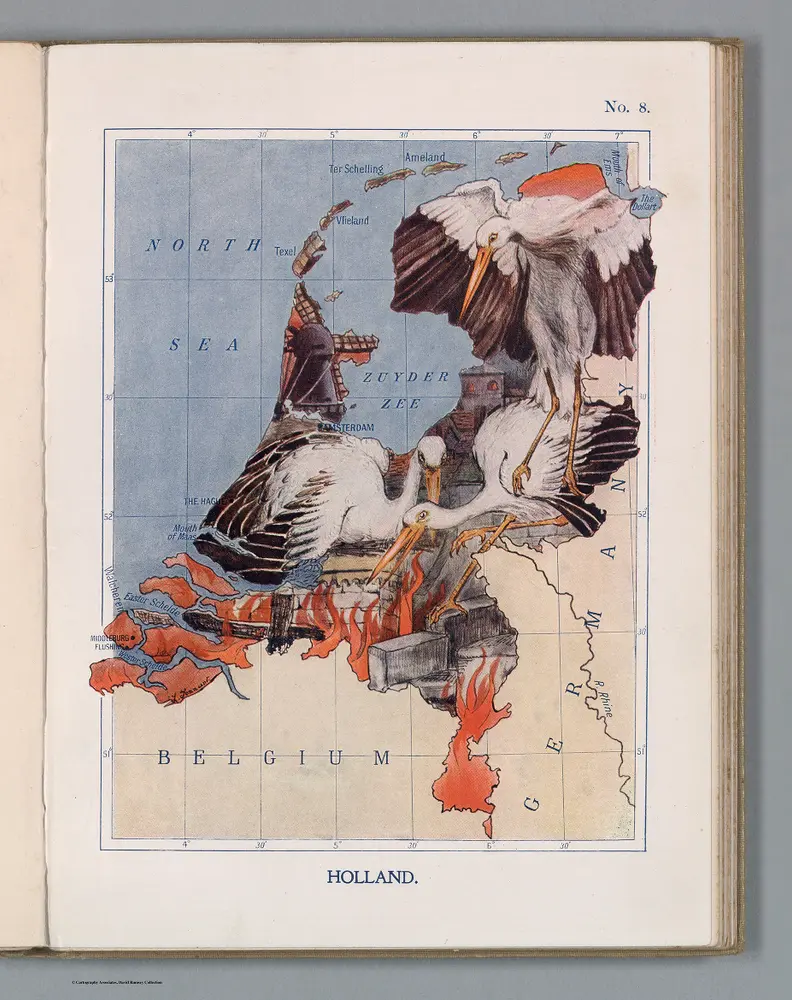 8.  Holland.  The Stork-Mother Shelters her Little Ones in the Burning City.