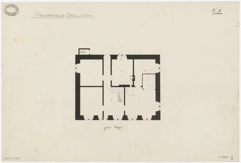 Stallikon: Pfarrhaus, 1. Stock; Grundriss (Nr. 5)