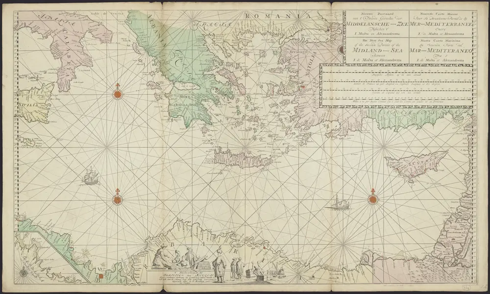 Nieuwe pascaard van t' tweede gedeelte der Middelansche-Zee tusschen t' I. Malta en Alexandretta