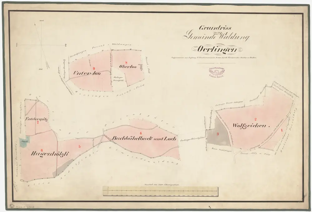 Kleinandelfingen: Gemeindewaldung Oerlingen: Hugenhölzli, Buechbüelbuck (Buchbühelbuck), Loch, Wolfzeichen, Unterloo, Oberloo; Grundrisse