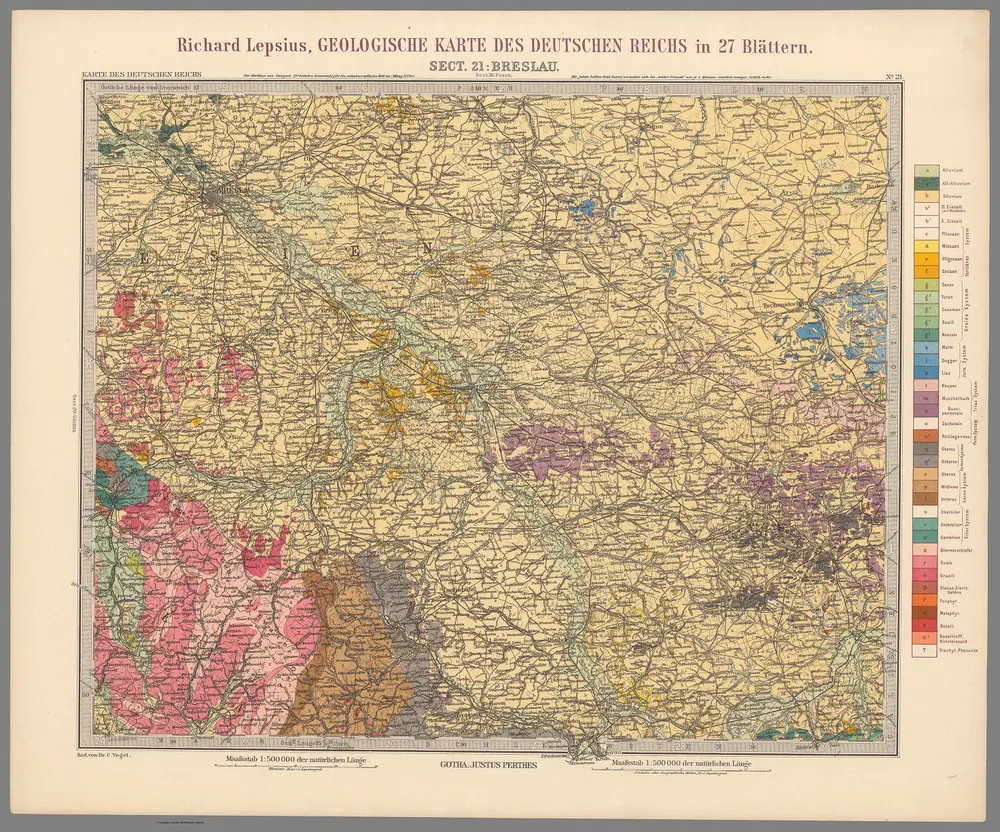 Sect.21: Breslau. No.21. Geologische Karte Des Deutschen Reichs