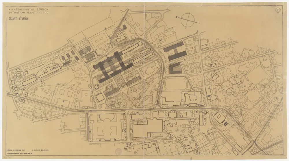 Zürich: Kantonsspital, Chirurgische Klinik; Überarbeitungsprojekt; Situationsplan