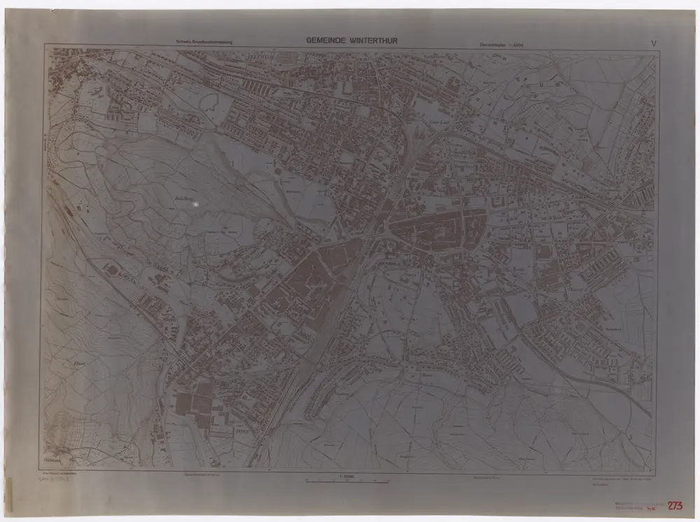 Winterthur: Gemeinde; Übersichtsplan (Schweizerische Grundbuchvermessung): Teilplan V: Veltheim, Töss, Altstadt, Mattenbach, Deutweg