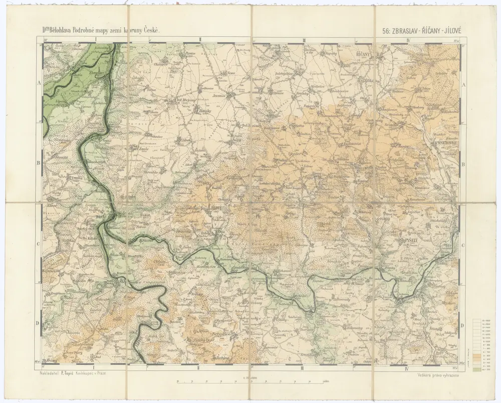 Podrobné mapy zemí Koruny české v měřítku 1:75.000 a mapa vzdáleností všech míst při silnici ležících