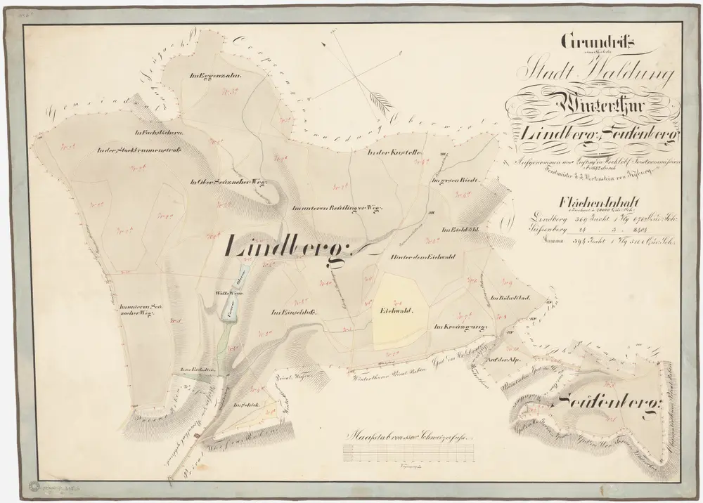 Winterthur, Oberwinterthur: Staats-, Gemeinde- und Genossenschaftwaldungen: Winterthur: Stadtwaldungen Lindberg, Süsenberg (Seusenberg); Grundriss