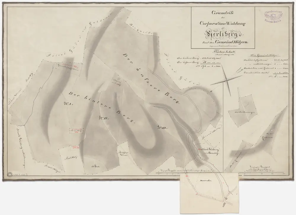 Herrliberg: Staats-, Gemeinde-, Genossenschafts- und Privatwaldungen: Hinterberg, Vorderberg, Guldenen, Zimmermett (Zimbermett), Chüelenmorgen; Grundrisse