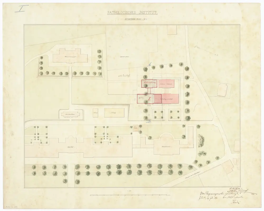 Kantonsspital Zürich, projektiertes Pathologisches Institut: Situationsplan