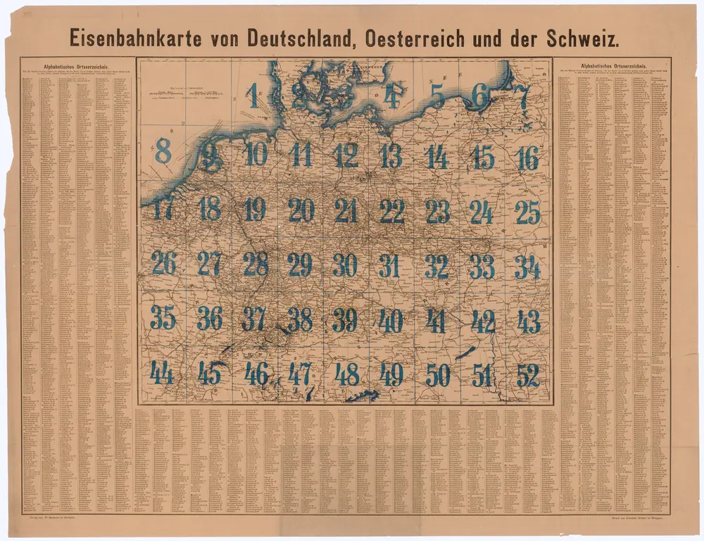 Eisenbahnkarte von Deutschland, Oesterreich und der Schweiz