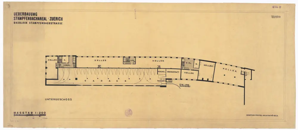 Walchetor, Stampfenbachareal: Untergeschoss; Grundriss