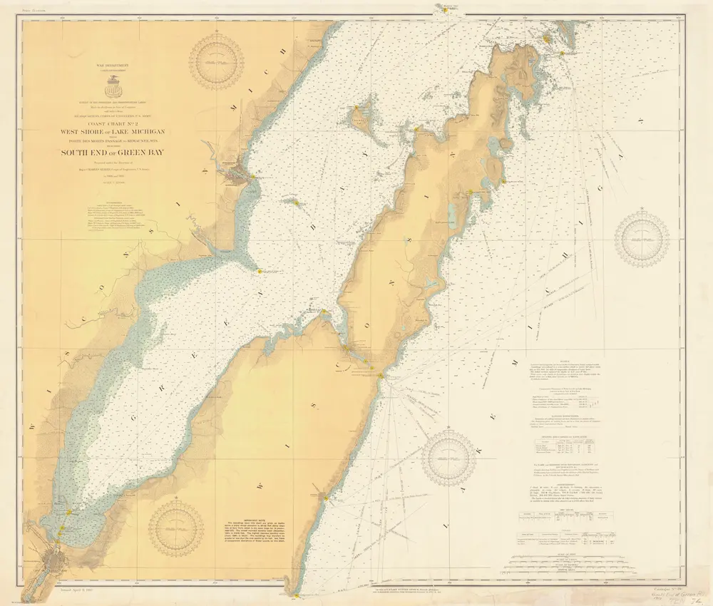 West Shore of Lake Michigan From Porte Des Morts Passage to Kewaunee Wis Including South End of Green Bay