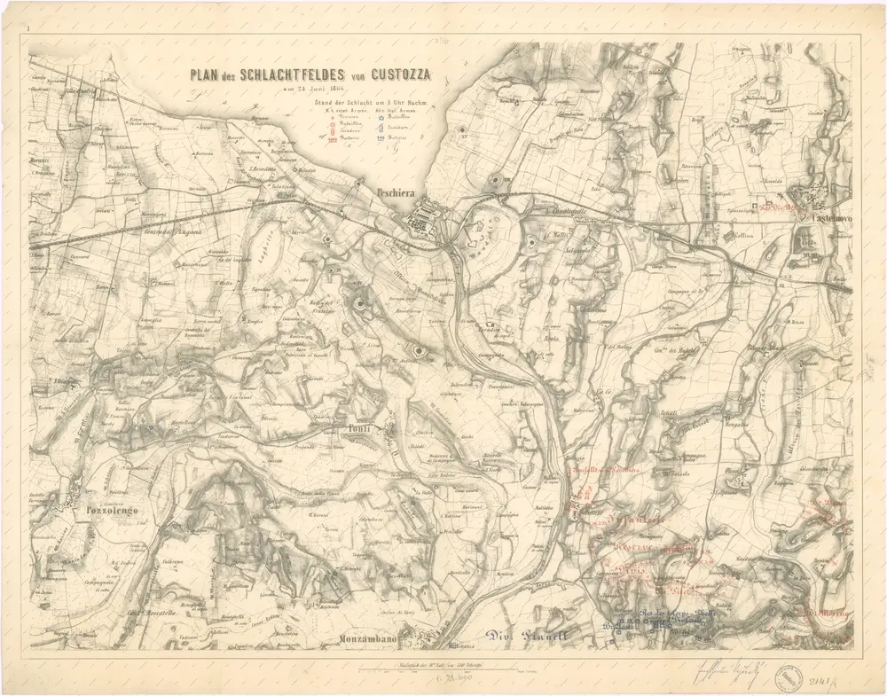 Plan des Schlachtfeldes von Custozza am 24. Juni 1866