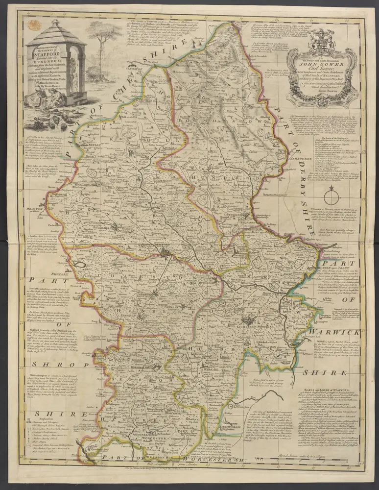 An IMPROVED MAP of the COUNTY of STAFFORD Divided into its HUNDREDS; Collected from the best materials, and Illustrated with various additional Improvements; with Historical Extracts, relating to its Natural Produce, Trade, Manufactures &c.